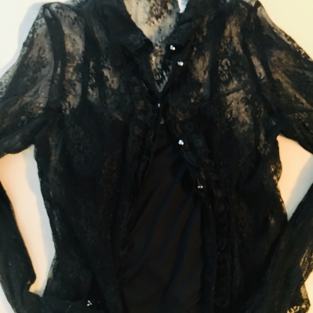 🍁Black lace shirt